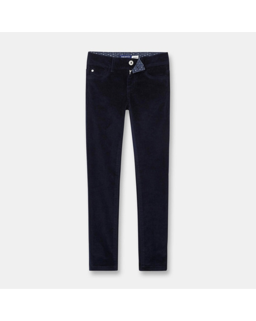 Pantalon en velours stretch bleu fille
