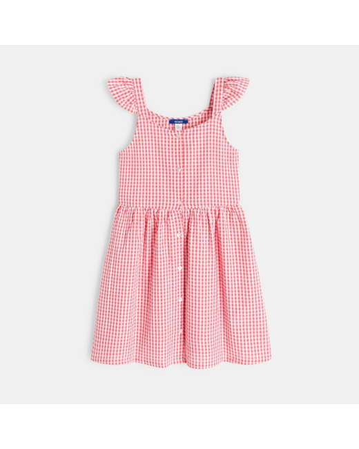 Robe longue fleurie à bretelles rose fille