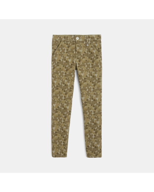Pantalon skinny en toile vert fille