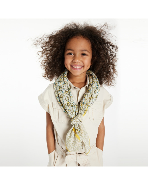 Foulard imprimé en popeline vert fille