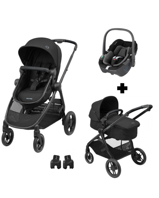 Poussette trio zelia 3 essential + siège auto cabriofix i-size + nacelle