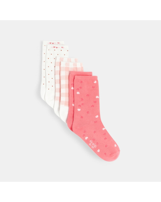 Chaussettes à petits motifs (lot de 3) blanches fille