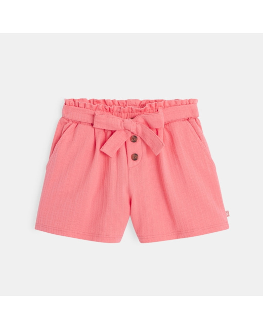 Short léger uni à ceinture rose fille