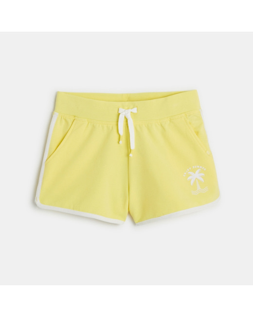 Short uni en jersey jaune fille