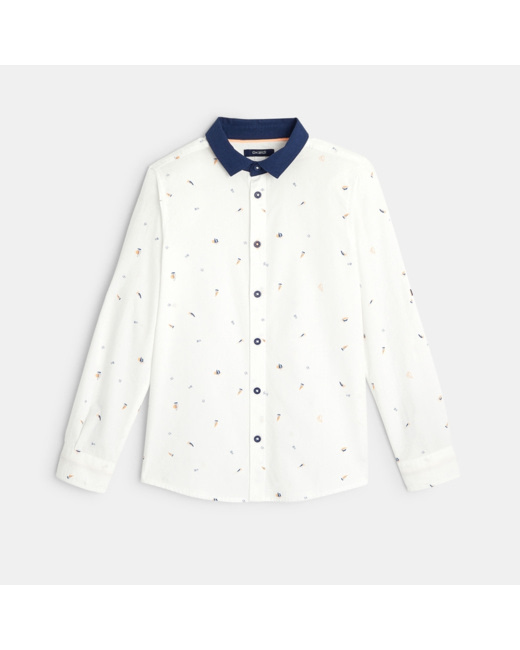 Chemise imprimée de petits voiliers orange garçon