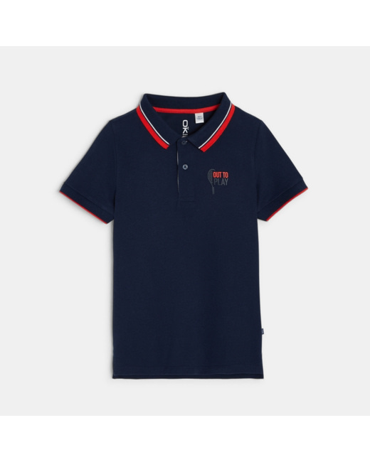 Polo style sportswear bleu garçon
