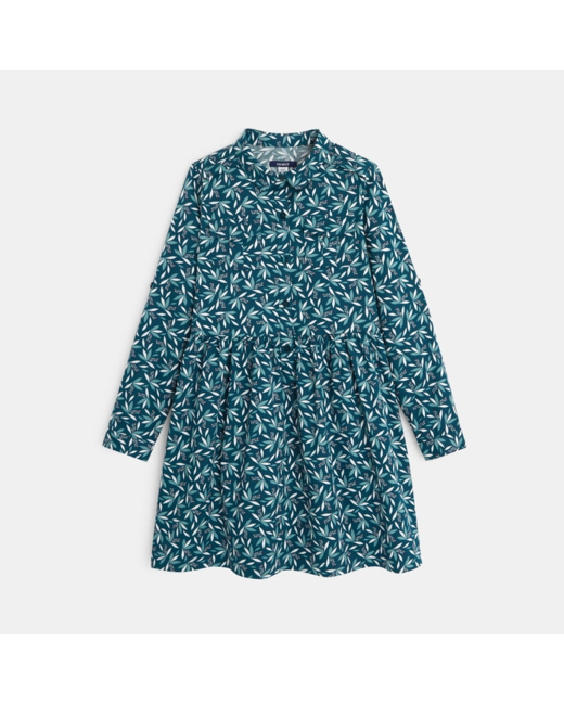 Robe-chemisier évasée verte fille