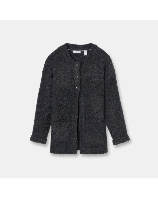 Gilet en tricot bouclettes gris fille