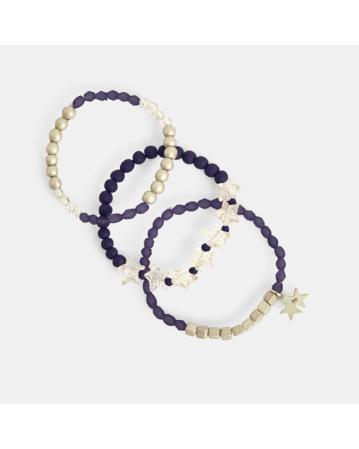 Lot de 3 bracelets noir et or fille