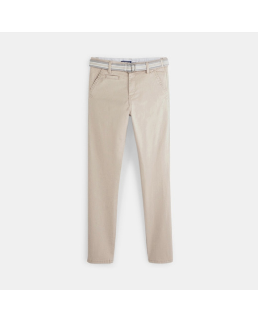 Pantalon ceinturé en toile beige garçon