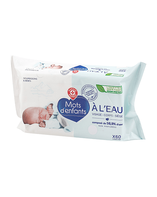 Lingettes bébé à l'eau