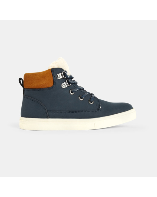 Boots en cuir fourrées bleues garçon