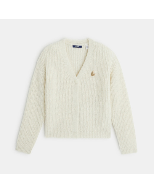 Gilet côtelé boutonné blanc fille