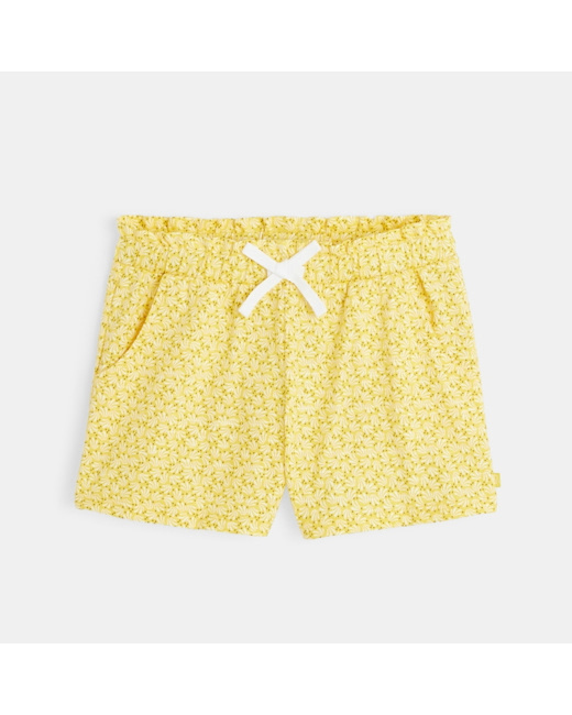 Short maille imprimé feuillage jaune fille