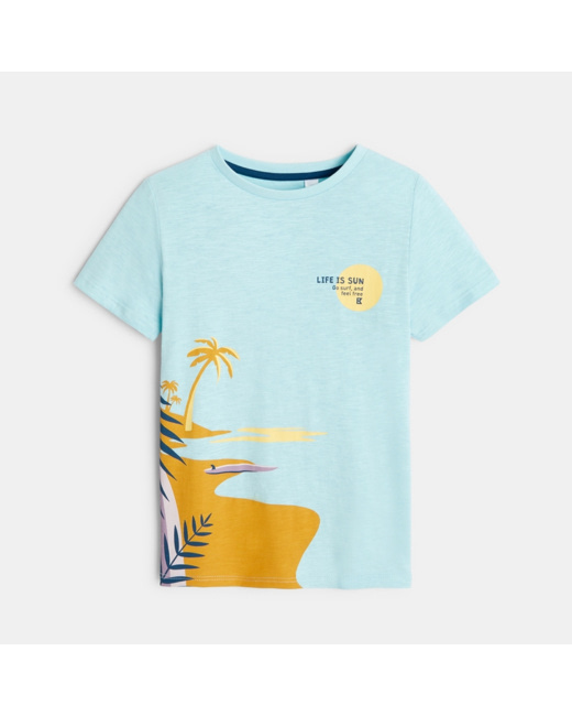 T-shirt à message bleu garçon