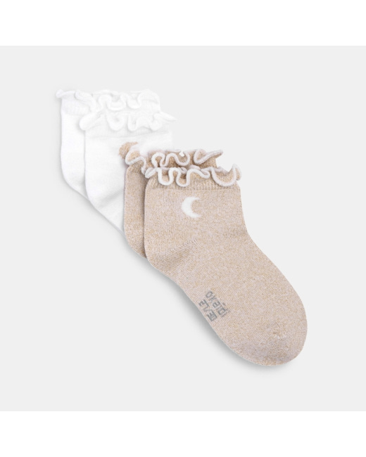 Socquettes fantaisie (lot de 2) beige fille