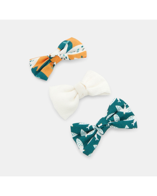 Barrettes nœuds papillon imprimés (lot de 3) jaune fille