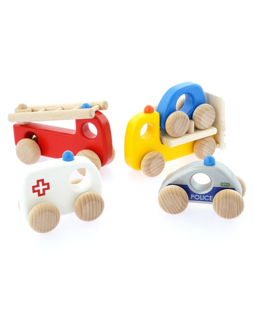 Jouets en bois - Ensemble véhicules d'urgence