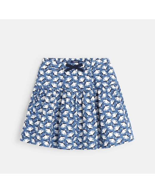 Jupe patineuse en velours imprimé bleue fille