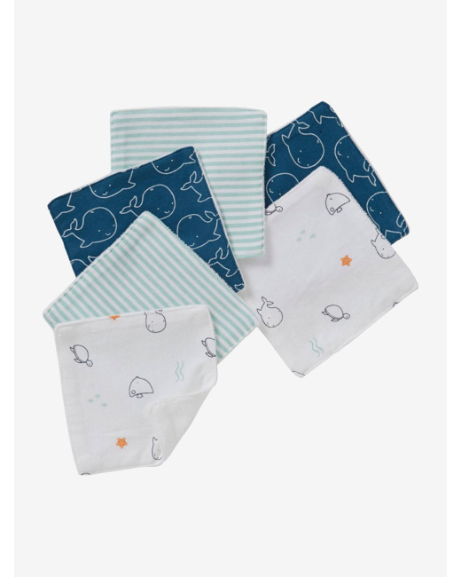 Lot de 6 lingettes lavables imprimé marin