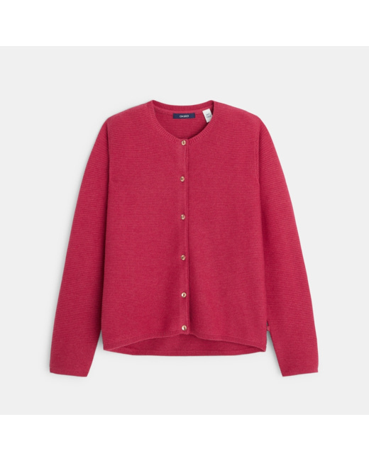 Gilet côtelé boutonné rose fille