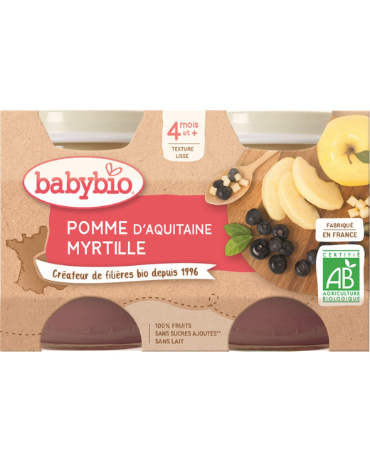 BIO Pommes Nouvelle-Aquitaine Myrtilles dès 4 mois