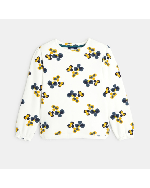 Sweat-shirt à motifs imprimés Fleurs jaune fille