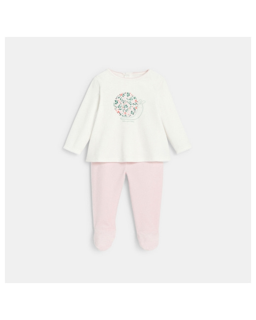 Pyjama velours escargot fleuri