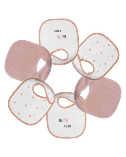 Lot 6 bavoirs naissance petit coeur d'amour