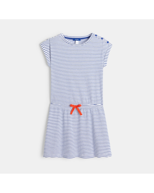 Robe marinière en jersey bleue fille