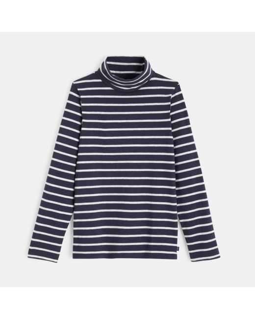 T-shirt col roulé rayé bleu garçon