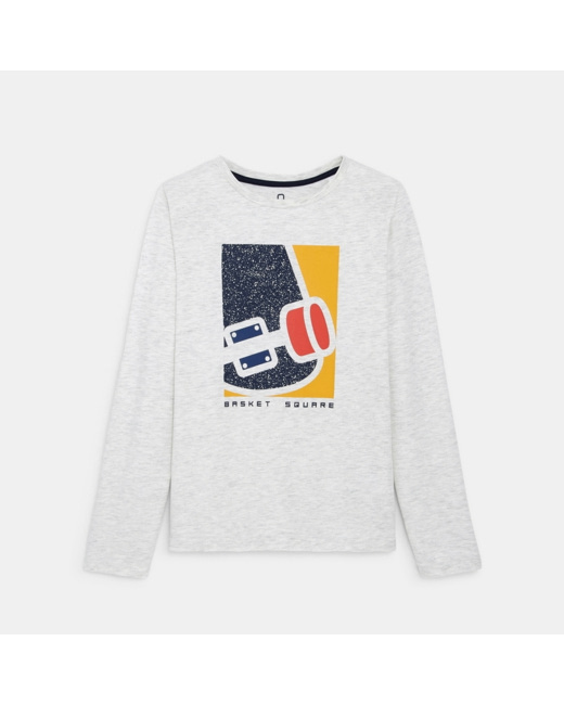 T-shirt en coton biologique et motif sport gris garçon