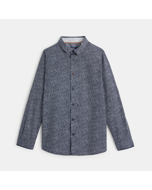 Chemise popeline imprimée blanche garçon