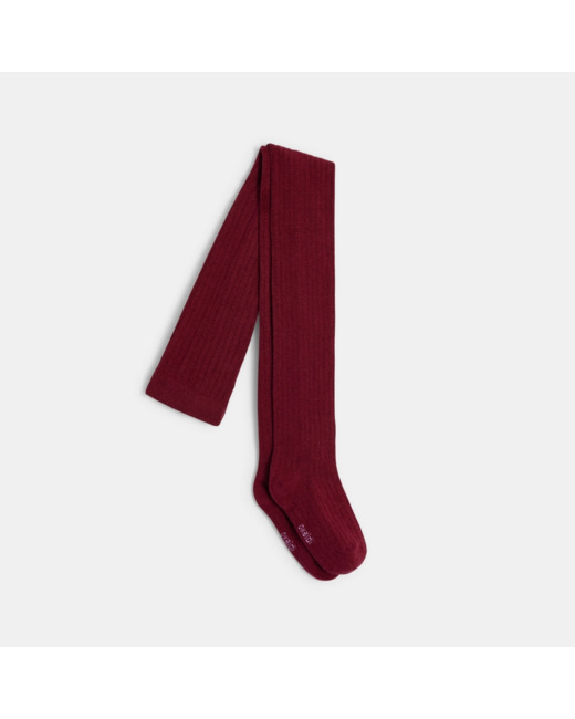 Collants en tricot côtelé violets fille