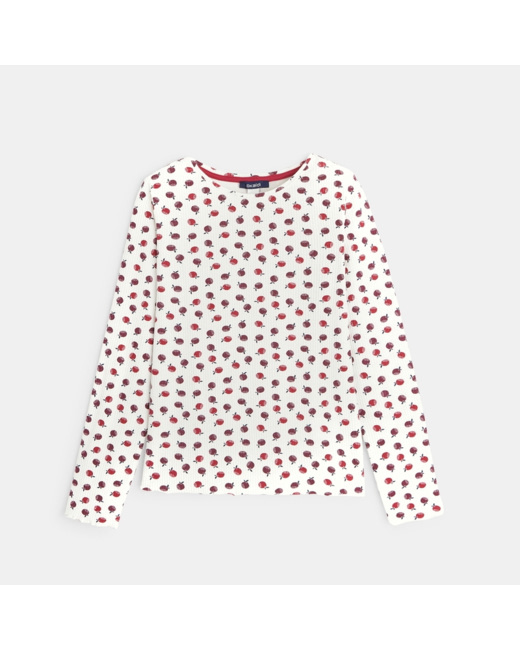 T-shirt manches longues motifs pommes rose fille