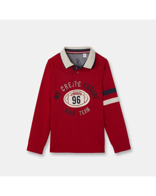 Polo manches longues rouge garçon