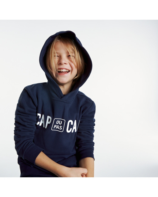 Sweat à capuche Cap ou pas cap bleu garçon