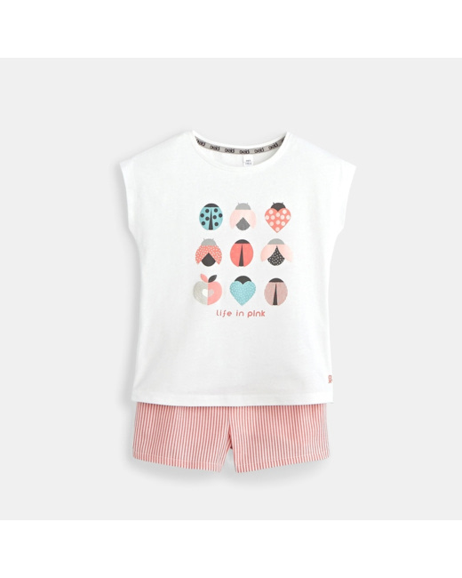 Pyjama-short en jersey blanc fille