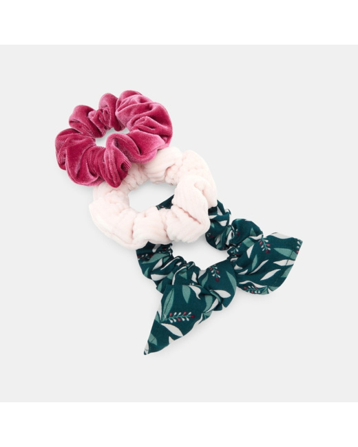 Chouchou en tissu (lot de 3) vert fille
