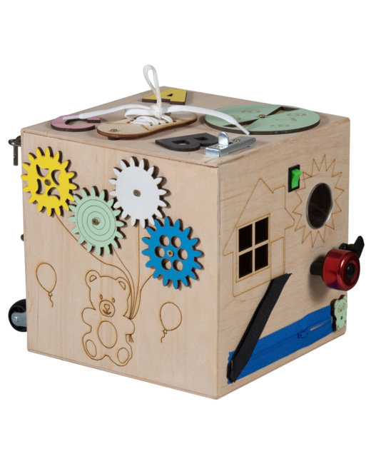 Cube d'activités en bois Montessori Busy TIMEO