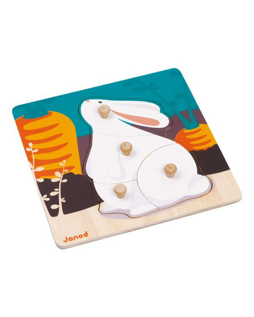 Puzzle lapin 4 pièces en bois