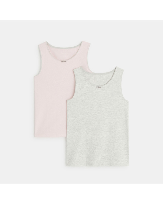 Débardeur stretch imprimé (lot de 2) rose fille
