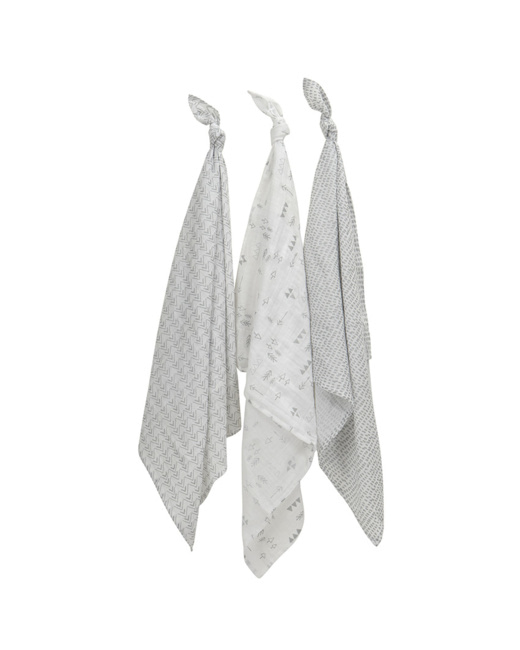 Lot de 3 langes en gaze de coton à motifs graphique
