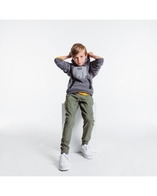 Jogpant uni en toile stretch vert garçon