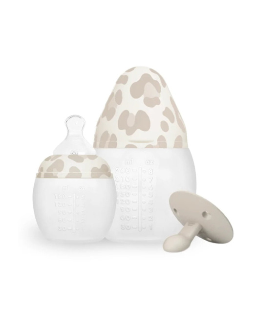 Coffret biberons léopard Graouu Sand + sucette