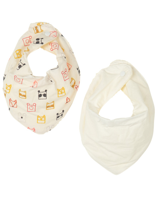 Lot de 2 bavoirs bandanas à animaux printés