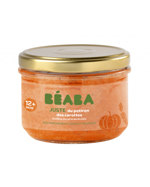 Petit pot Juste une purée de potiron, carottes, lentilles corail et lait de coco