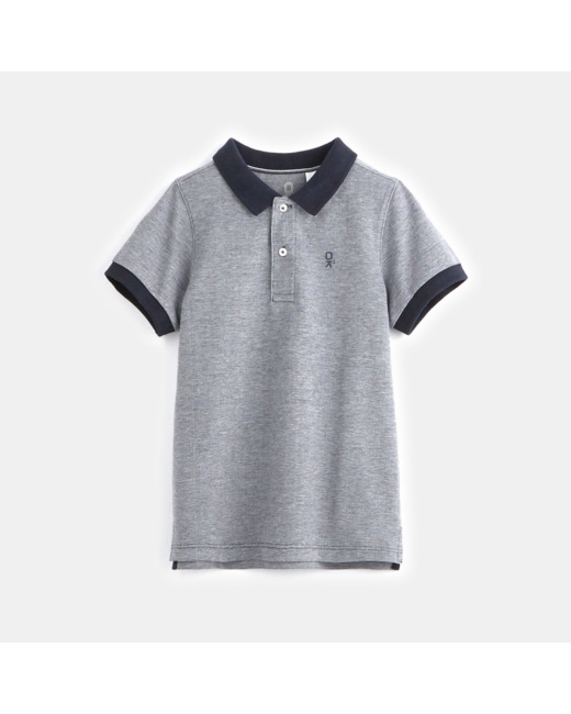 Polo en coton piqué bleu garçon