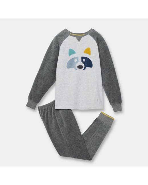 Pyjama 2 pièces en velours gris garçon