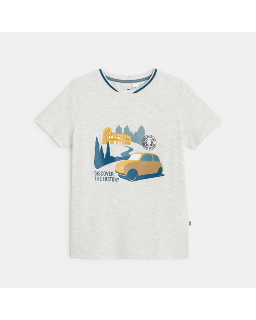T-shirt manches courtes motif Italie blanc garçon
